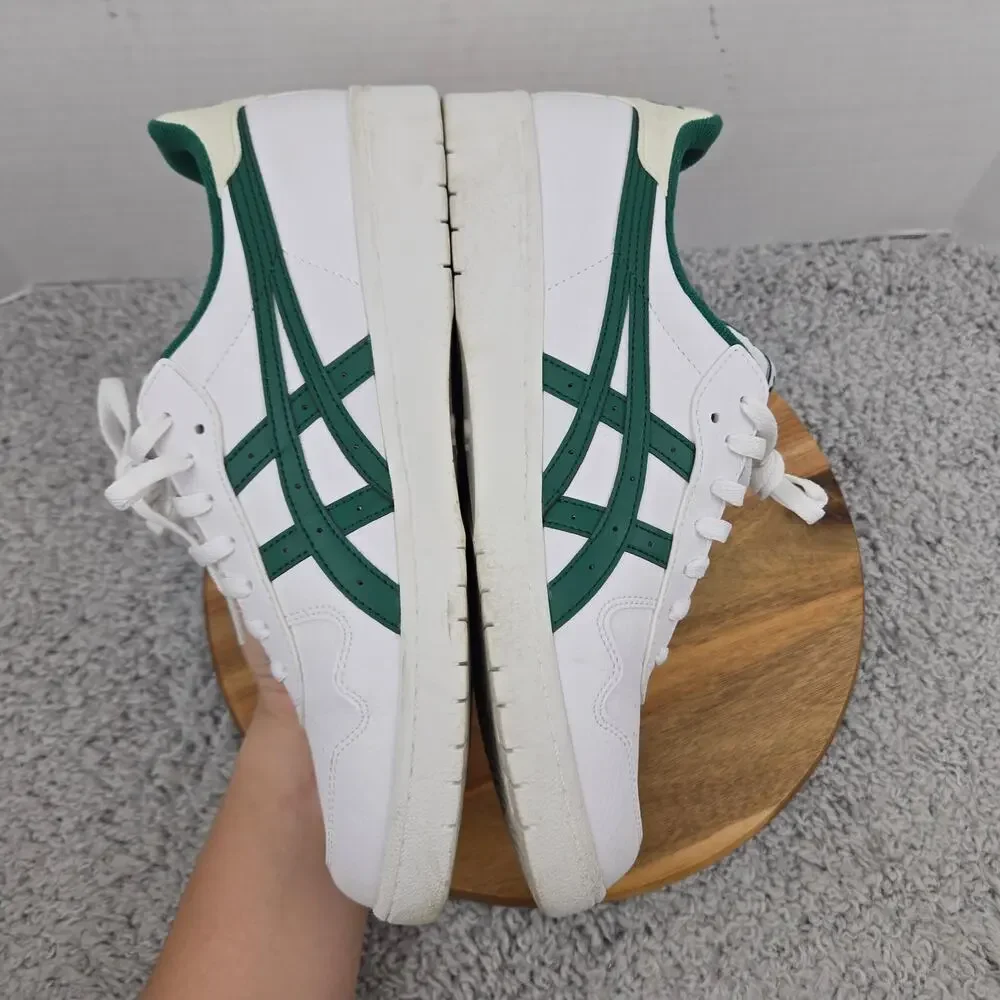 Asics Mens 10.5 Japan S White Jasper Green Leather Casual Retro Low Top Sneaker
